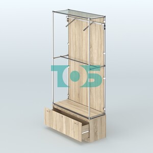 Торговая система ХРОМ (задняя стенка - ДСП) 1200 мм №4-1 с тумбой Т-11 и поручнями