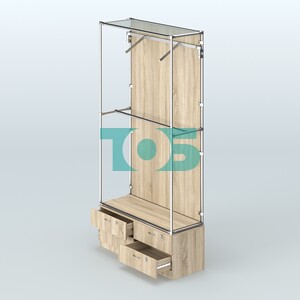 Торговая система ХРОМ (задняя стенка - ДСП) 1200 мм №4-2 с тумбой Т-14 и поручнями