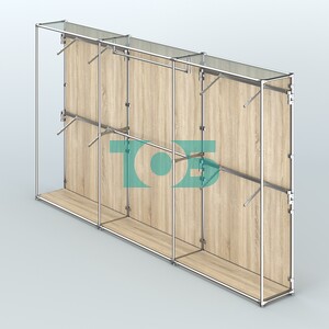 Торговая система ХРОМ (задняя стенка - ДСП) 3600 мм с поручнями №2