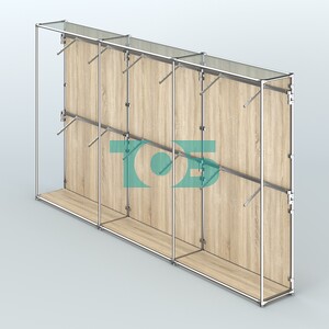 Торговая система ХРОМ (задняя стенка - ДСП) 3600 мм с поручнями №4