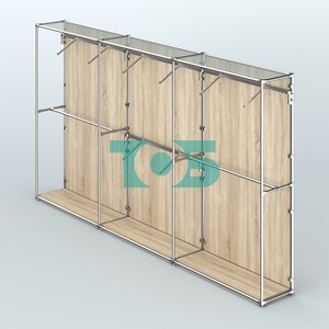 Торговая система ХРОМ (задняя стенка - ДСП) 3600 мм с поручнями №6