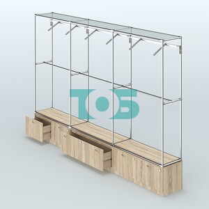 Торговая система ХРОМ без ДСП 3600 мм №7 с тумбами Т-15, Т-11 и поручнями