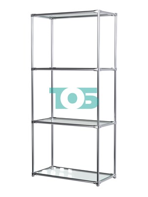 Хромированный стеллаж СТИЛЬ №1а-1 с прозрачными полками