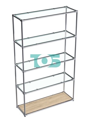 Торговый хромированный стеллаж с прозрачными полками №4