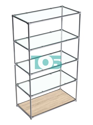 Торговый хромированный стеллаж с прозрачными полками №6