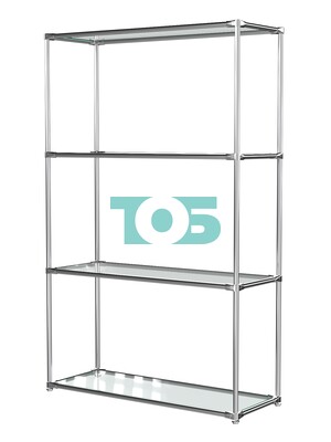 Хромированный стеллаж СТИЛЬ №1г с полками Стекло прозрачное 6 мм