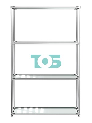 Хромированный стеллаж СТИЛЬ №1г с полками Стекло прозрачное 6 мм