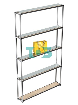 Торговый хромированный стеллаж с зеркальными полками №2