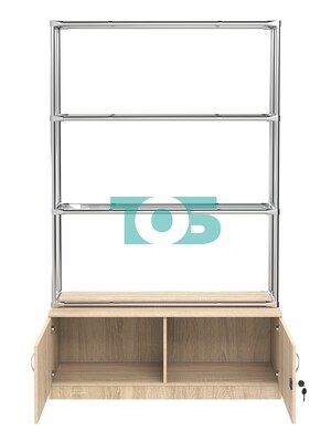 Хромированный стеллаж с прозрачными полками №2 с тумбой Т-21