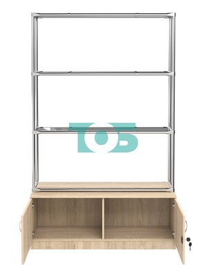 Хромированный стеллаж с тонированными полками №2 с тумбой Т-21