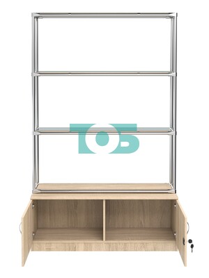 Хромированный стеллаж с зеркальными полками №2 с тумбой Т-21