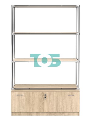 Хромированный стеллаж с полками ДСП 16мм №3 с тумбой Т-11