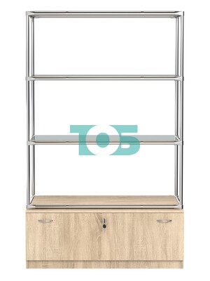 Хромированный стеллаж с зеркальными полками №3 с тумбой Т-11