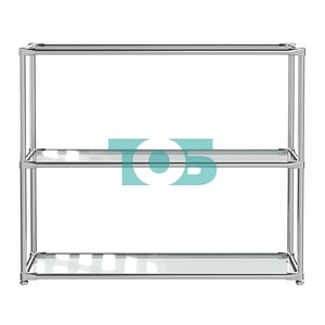 Хромированный стеллаж СТИЛЬ №3г с длинными стеклянными полками