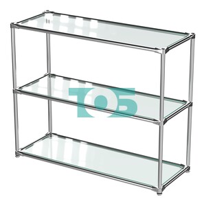 Хромированный стеллаж СТИЛЬ №3г с длинными стеклянными полками