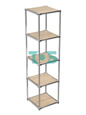 Торговый хромированный стеллаж с полками ДСП №1