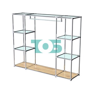 Хромированный стенд-вешало TD-44 №1-1 Хром (с прозрачными полками стекло 6мм)