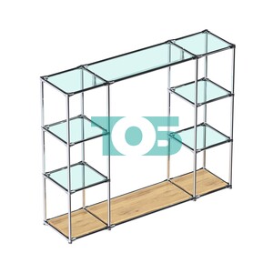 Хромированный стенд-вешало TD-44 №1-1 Хром (с прозрачными полками стекло 6мм)