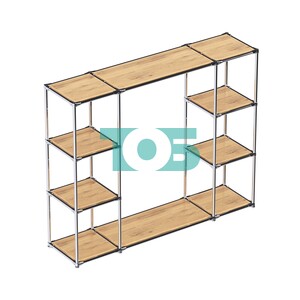Хромированный стенд-вешало TD-44 №1-3 Хром с полками ДСП 16мм