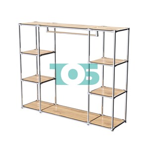 Хромированный стенд-вешало TD-44 №1-3 Хром с полками ДСП 16мм