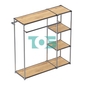 Хромированный стенд-вешало TD-41 №1-3 Хром с полками ДСП 16мм