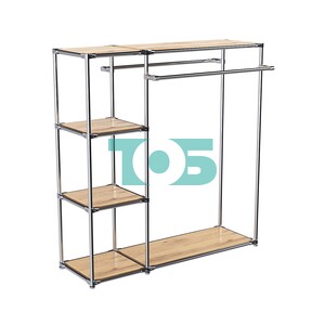 Хромированный стенд-вешало TD-41 №1-3 Хром с полками ДСП 16мм