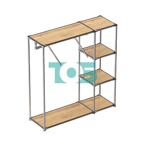 Хромированный стенд-вешало TD-43 №1-3 Хром с полками ДСП 16мм