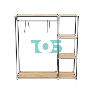 Хромированный стенд-вешало TD-43 №1-3 Хром с полками ДСП 16мм