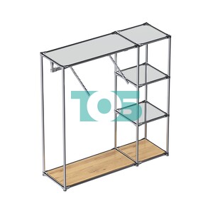 Хромированный стенд-вешало TD-43 №1-4 Хром с полками Зеркало 4мм