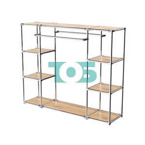 Хромированный стенд-вешало TD-45 №1-3 Хром с полками ДСП 16мм