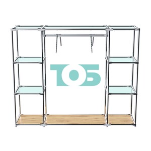 Хромированный стенд-вешало TD-47 №1-1 Хром (с прозрачными полками стекло 6мм)