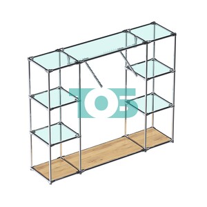 Хромированный стенд-вешало TD-47 №1-1 Хром (с прозрачными полками стекло 6мм)