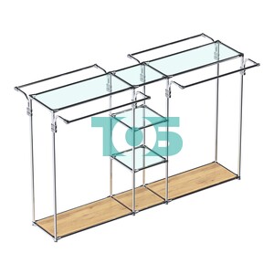 Хромированный стенд-вешало TD-50 №1-1 Хром (с прозрачными полками стекло 6мм)