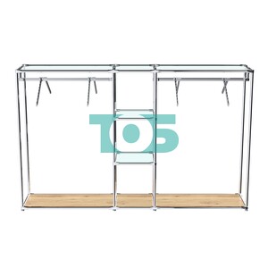 Хромированный стенд-вешало TD-51 №1-1 Хром с прозрачными полками стекло 6мм
