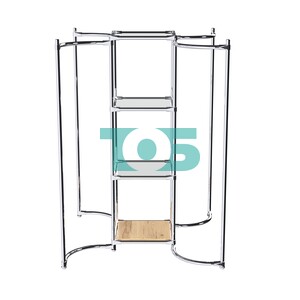 Хромированное вешало ВОЛНА №3-4 с зеркальными полками 4мм