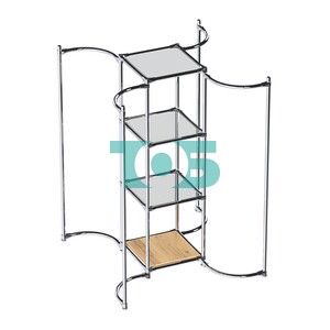 Хромированное вешало ВОЛНА №3-4 с зеркальными полками 4мм