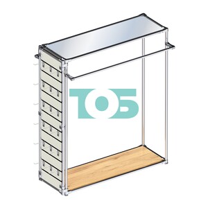Хромированный стенд-вешало ETD-38 №1-4 (торец-ЭП) с полкой Зеркало 4мм
