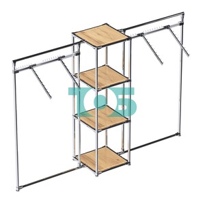 Хромированное вешало ГРАНЬ №2-3 с полками ДСП 16 мм
