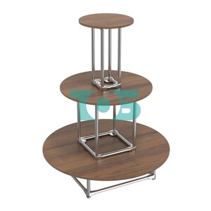 Торговый хромированный остров ПИРАМИДА №4 (полки ДСП 16мм)