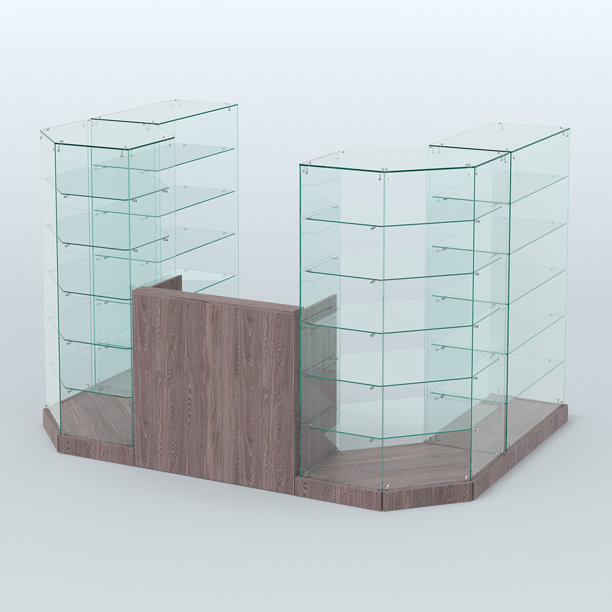 Торговый стеклянный павильон Абсолют №2 (открытый) (4.13 кв.м) Ясень Анкор темный