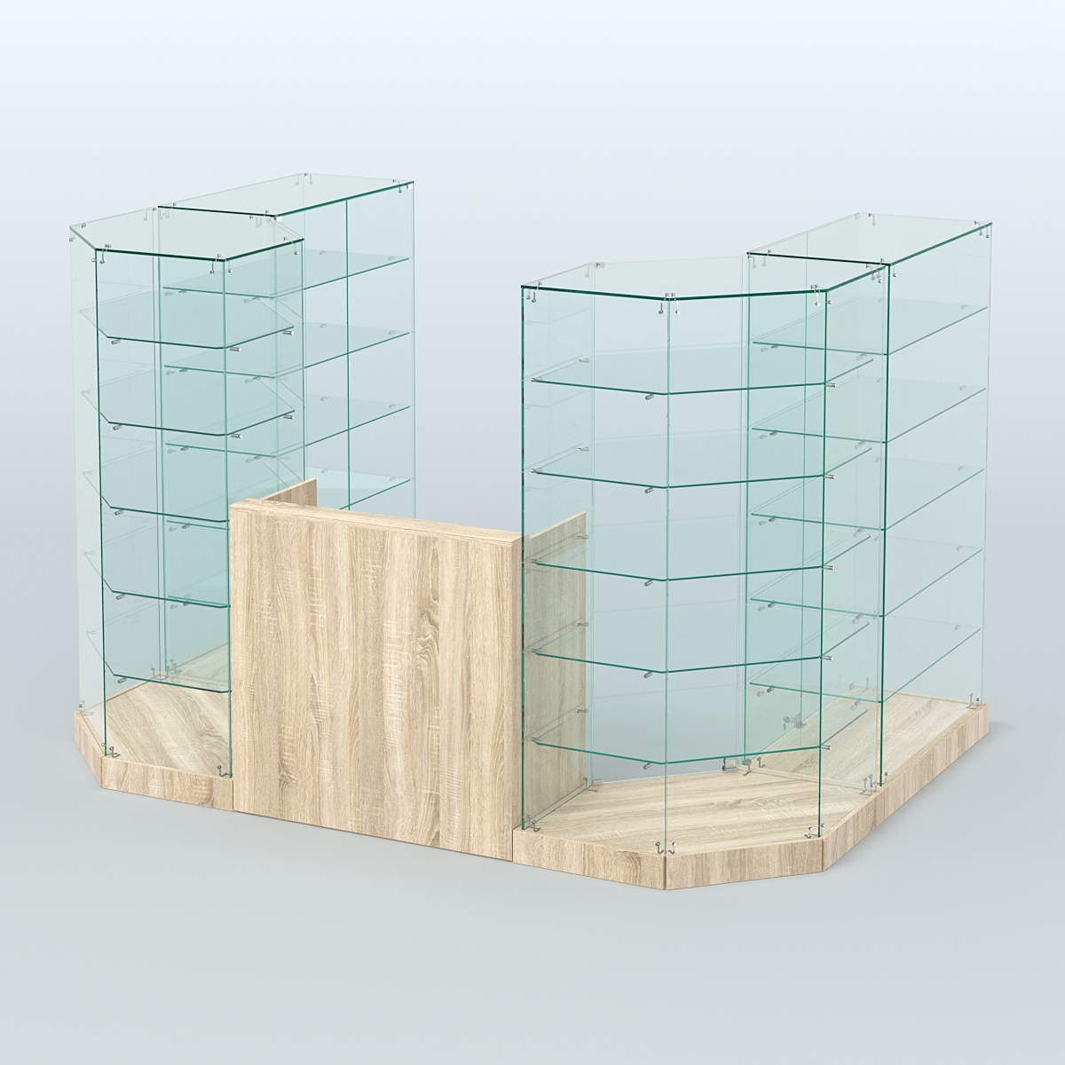 Торговый стеклянный павильон Абсолют №2а (закрытый) (4.13 кв.м) Дуб сонома