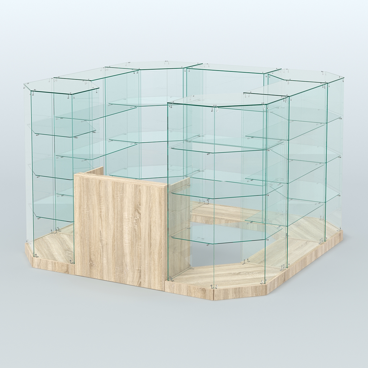 Торговый стеклянный павильон Абсолют №3 (открытый) (6, 05 кв.м) Дуб сонома