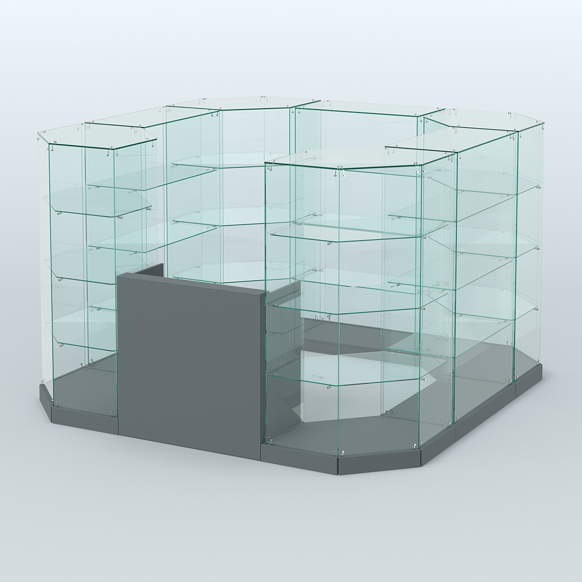 Торговый стеклянный павильон Абсолют №3 (открытый) (6, 05 кв.м) Темно-Серый