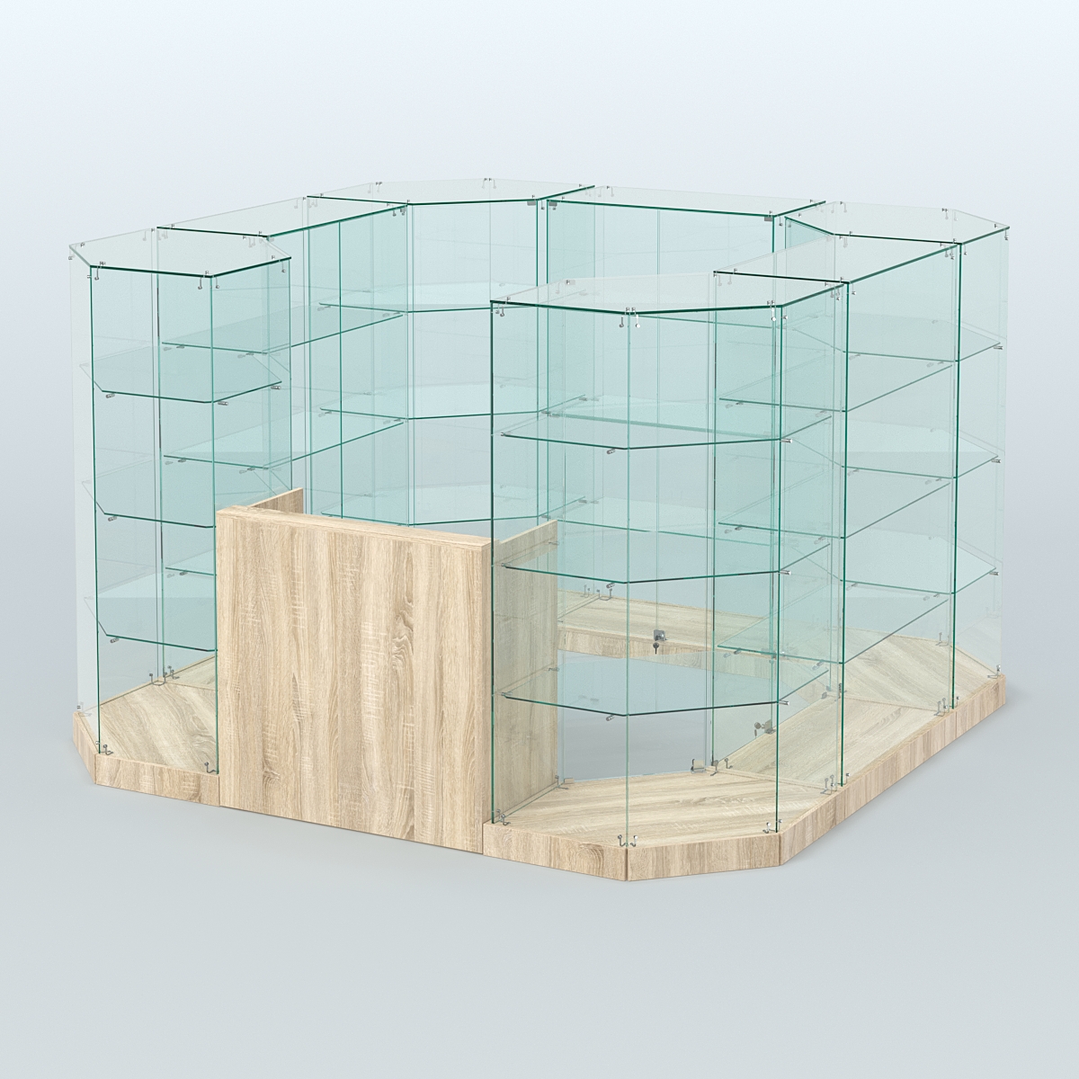 Торговый стеклянный павильон Абсолют №3а (закрытый) (6, 05 кв.м) Дуб сонома