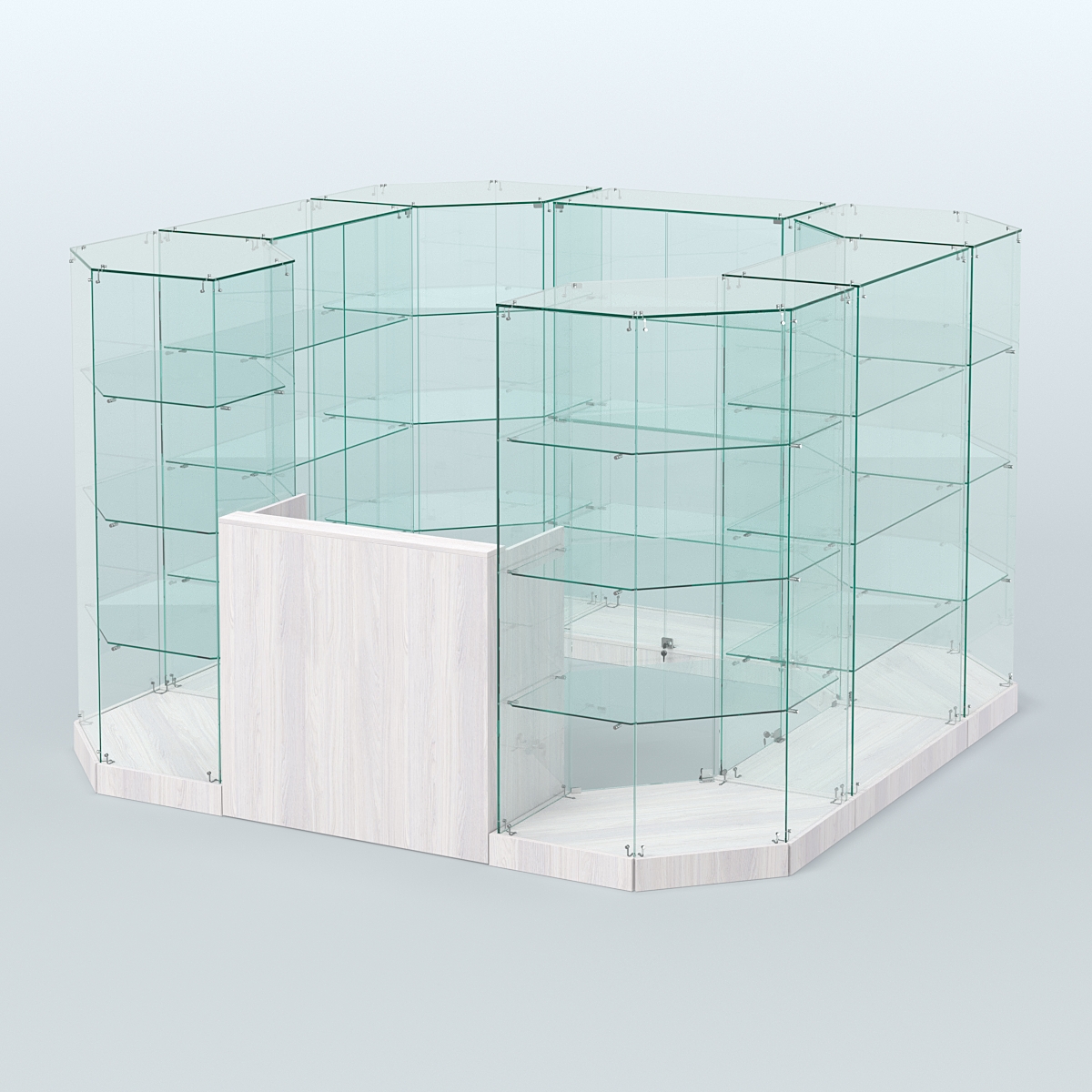 Торговый стеклянный павильон Абсолют №3а (закрытый) (6, 05 кв.м) Ясень Анкор светлый