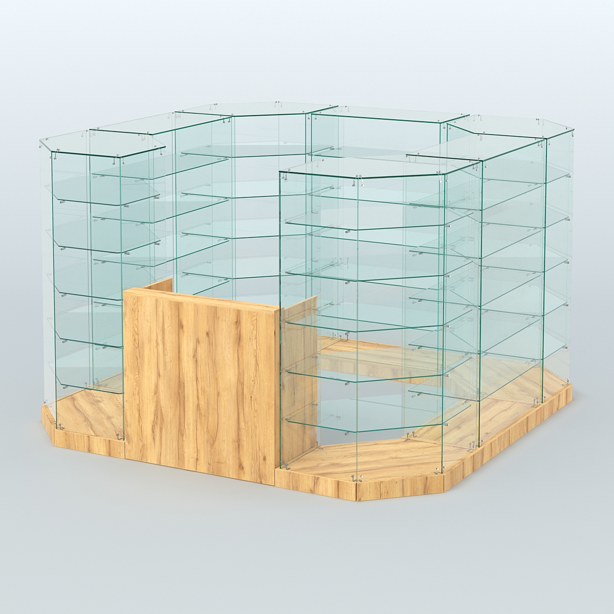 Торговый стеклянный павильон Абсолют №4 (открытый) (6, 05 кв.м) Дуб Золотистый