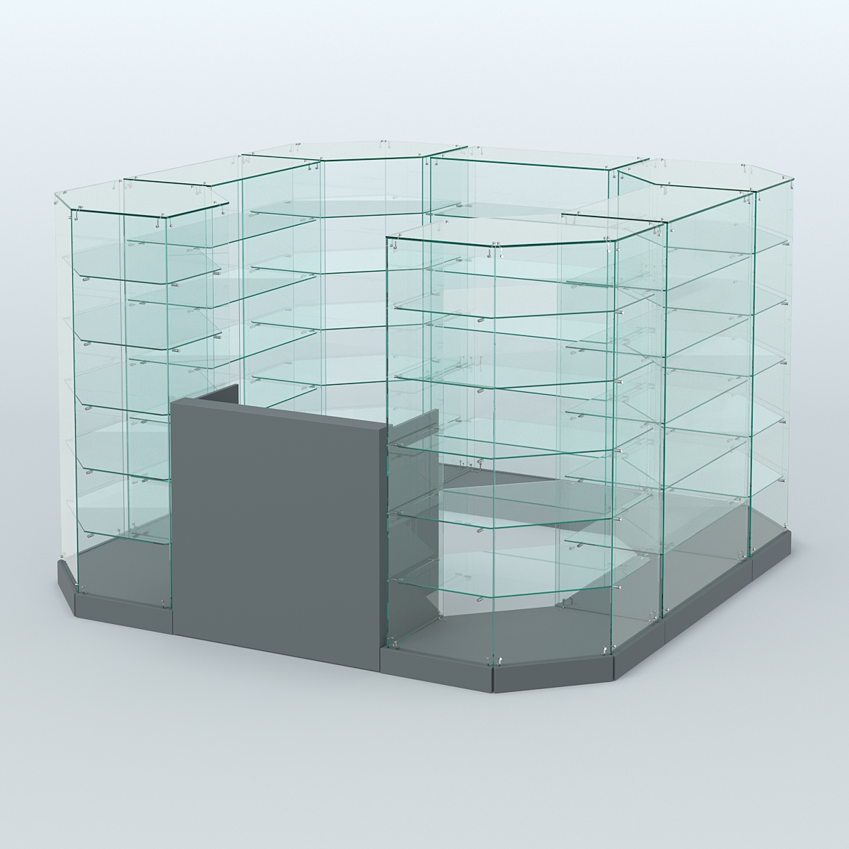Торговый стеклянный павильон Абсолют №4 (открытый) (6, 05 кв.м) Темно-Серый