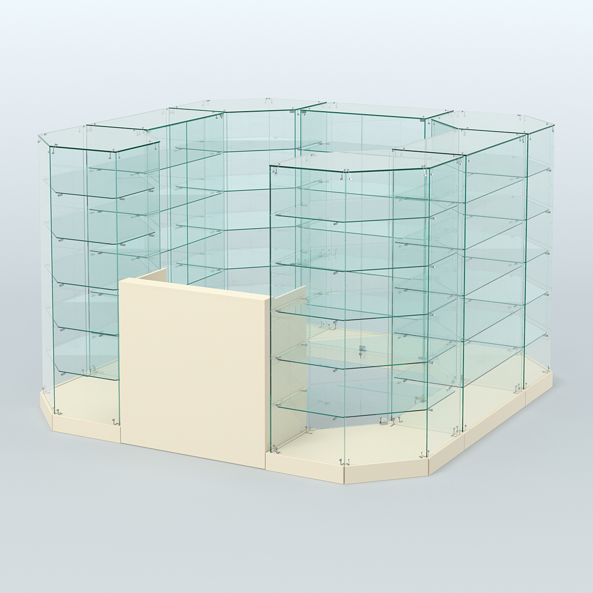 Торговый стеклянный павильон Абсолют №4а (закрытый) (6, 05 кв.м) Крем Вайс