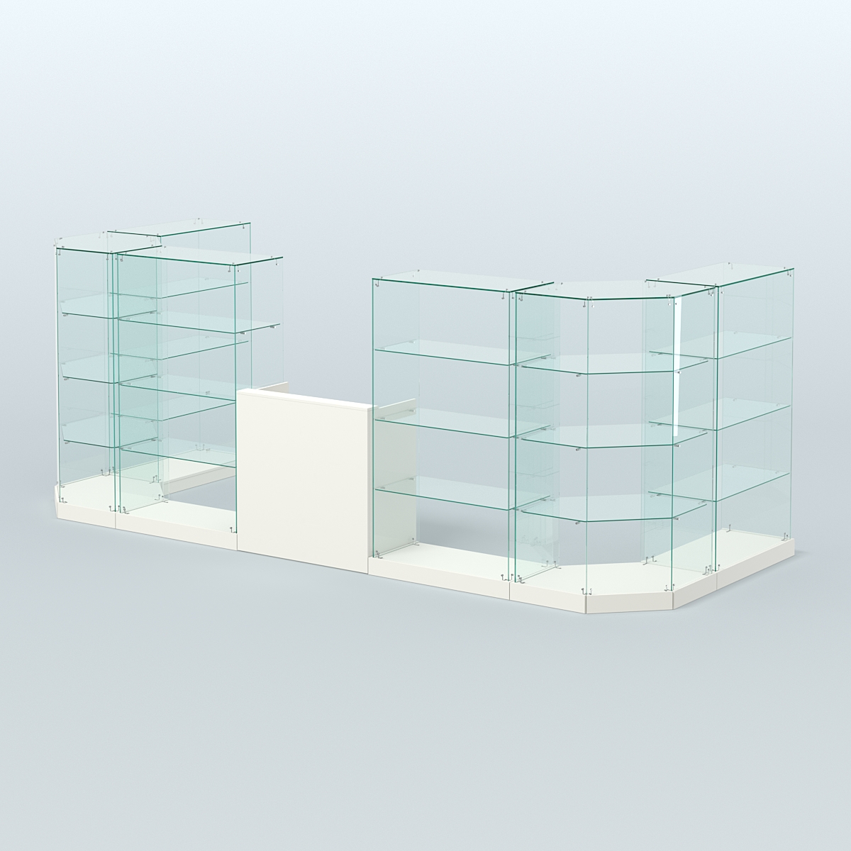 Торговый стеклянный павильон Абсолют №5 (открытый) (7, 15 кв.м) Белый