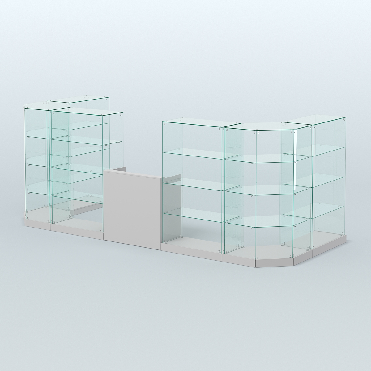 Торговый стеклянный павильон Абсолют №5 (открытый) (7, 15 кв.м) Серый